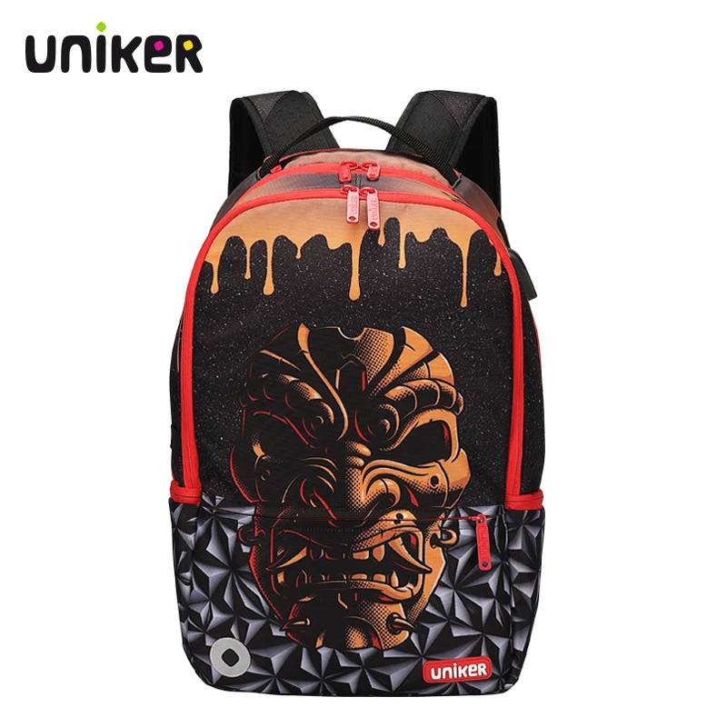 UNIKER Backpack with USB Charger adapter Backpack with ear phone adapter Backpack School Bags For Boys