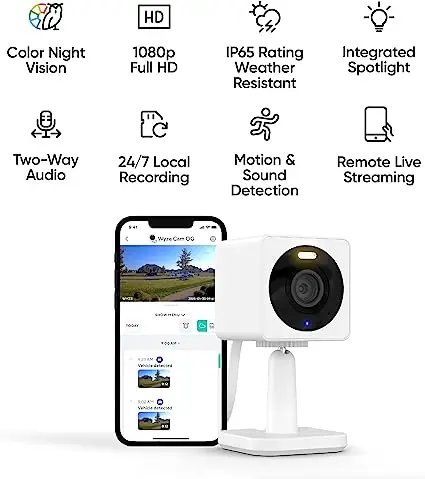 1080p HD Wi-Fi Security Indoor/Outdoor Night Vision Spotlight Camera