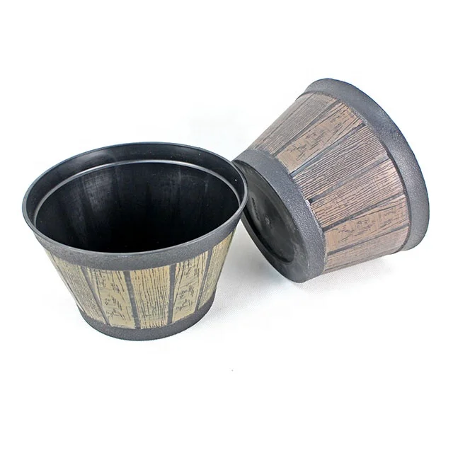 Indoor & Outdoor Garden Home Desktop Cheap Plastic Decoration Whiskey Barrel Planters Flower Plant Pots