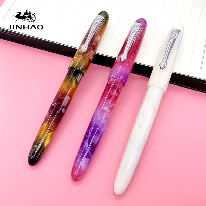 wholesale price gift JINHAO marble color resin Acrylic two using fountain pen with converter suitable for 2.6 ink cartridge