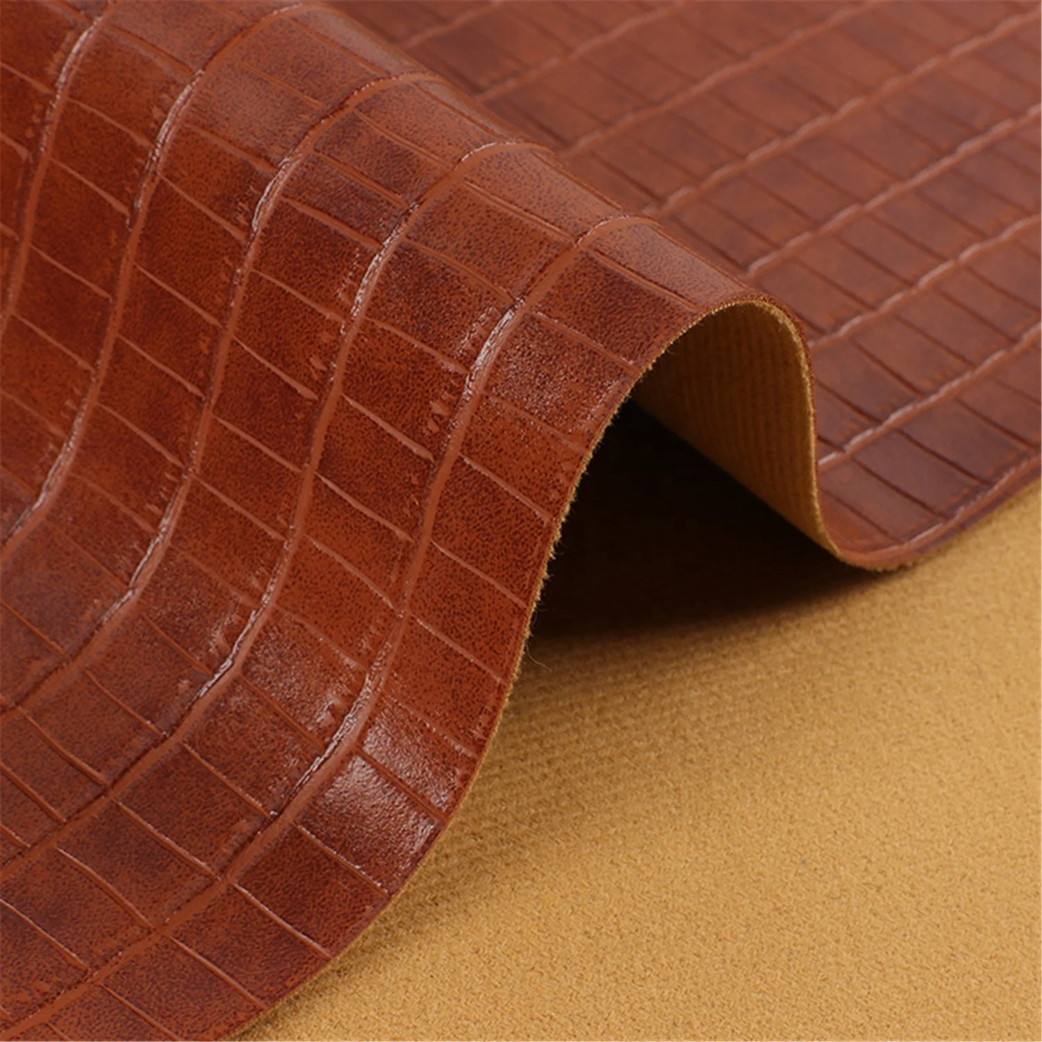 1.2MM bamboo PVC leather DY8605 knitted backing material durable and morden embossing leather for Bag and card