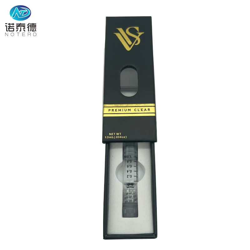 Custom rigid box packaging prefilled 1ml luer lock glass syringe