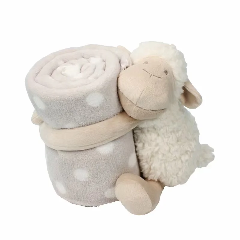 Custom plush sheep lamb toy with blanket for kids