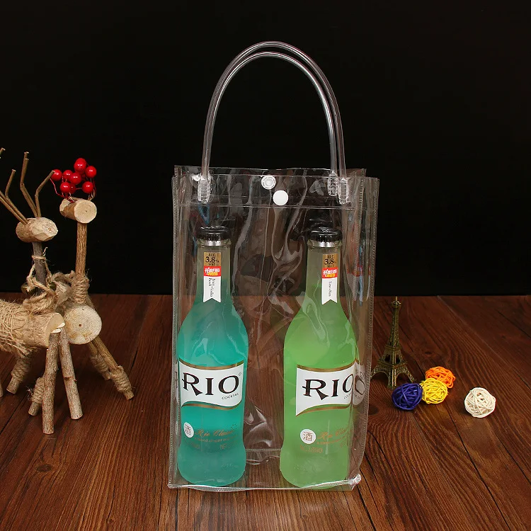 Pinghu Sinotex Clear Transparent custom wine PVC tote Bags