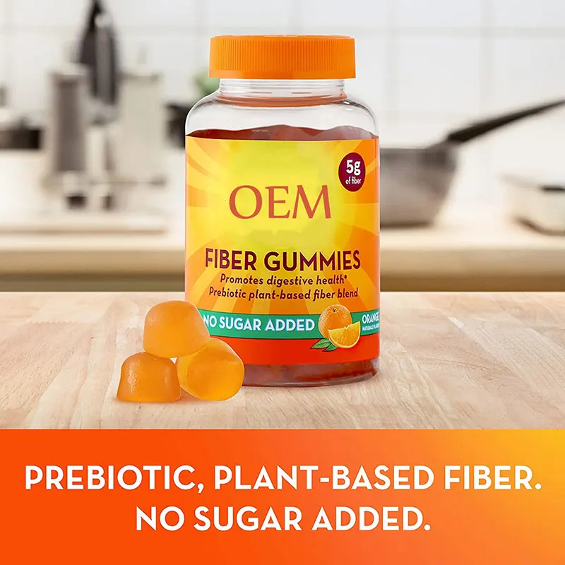 Oem Odm Orange Flavor Prebiotic Plant Fiber Gummies Fiber Well Gummies Supplement For Adults Intestinal Digestion