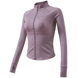 Women Full Zip Cardio Jacket Running Track Jacket with Thumb Holes