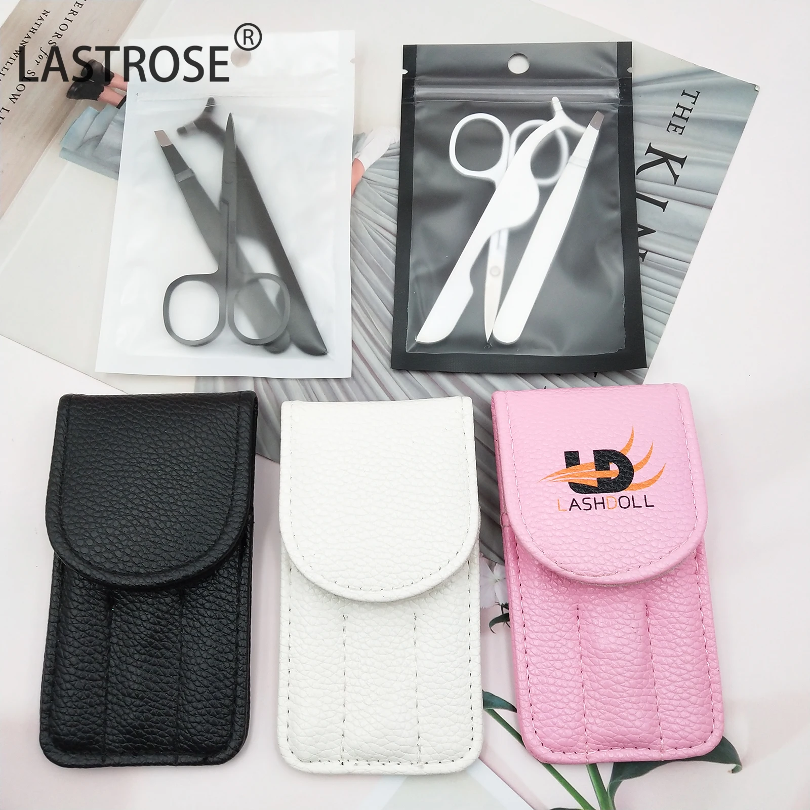private label pink lashes scissors eyebrow tweezers eyelash applicator set,private logo stainless steel 3pcs lash tweezer kit