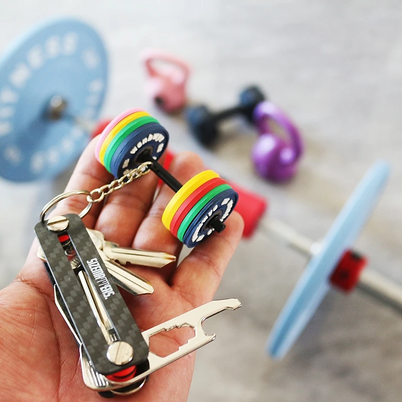 Wsnbwye tri-grip weight plates llaveros gift Anime Sublimation fan DIY gym bar barbell Metal weight plates gold s keychain
