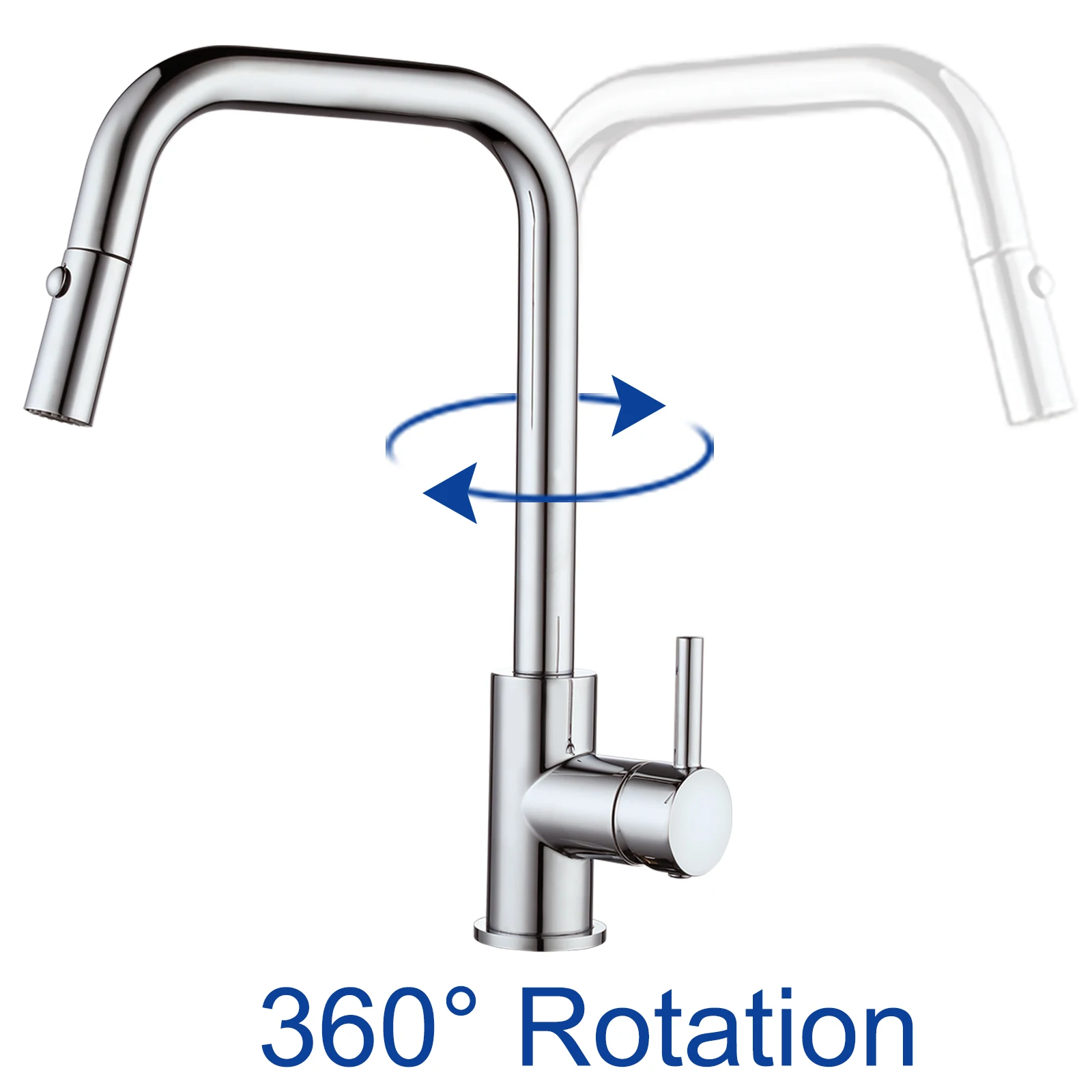 Durable 304 Stainless Steel  Kitchen Taps with Pull Out Extendable Hose Kitchen Sink Faucet Mixer Tap