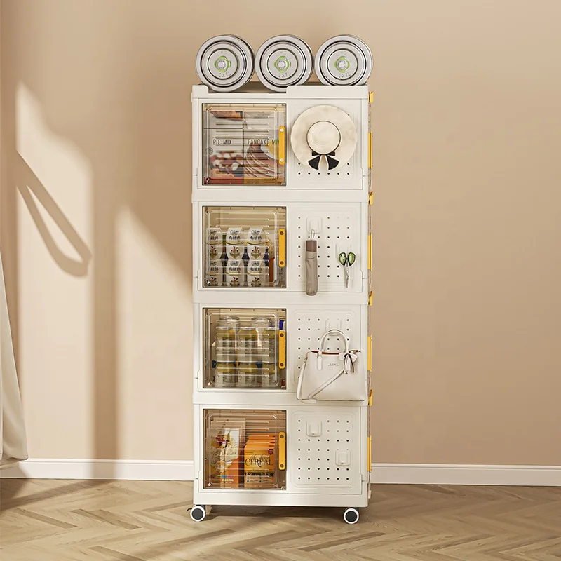 Multi story storage cabinet desk side books storage cabinet snack toy Storage rack multifunctional folding cabinet