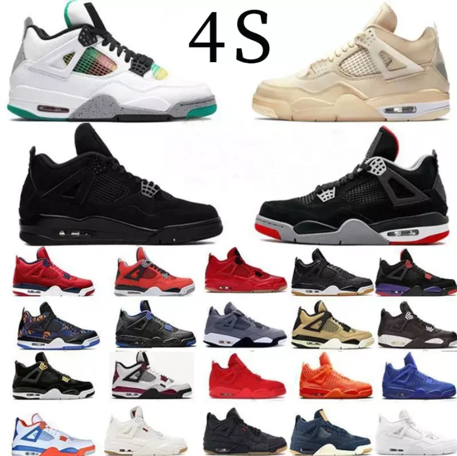 Wholesale  basketball shoes OG jordans 4s UNIVERSITY BLUE Oreo Culture Sneakers Fashion Retro 4 Black Cat Sneakers