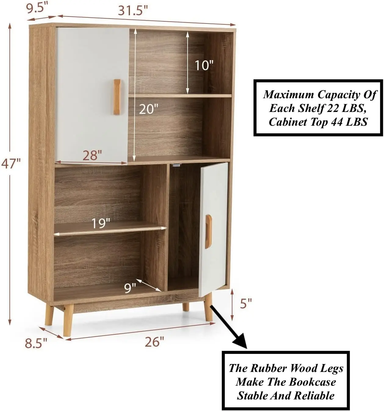 Custom multiple storage wood cupboard natural storage cabinet sideboard design shelves MDF standing bookcase bookshelf