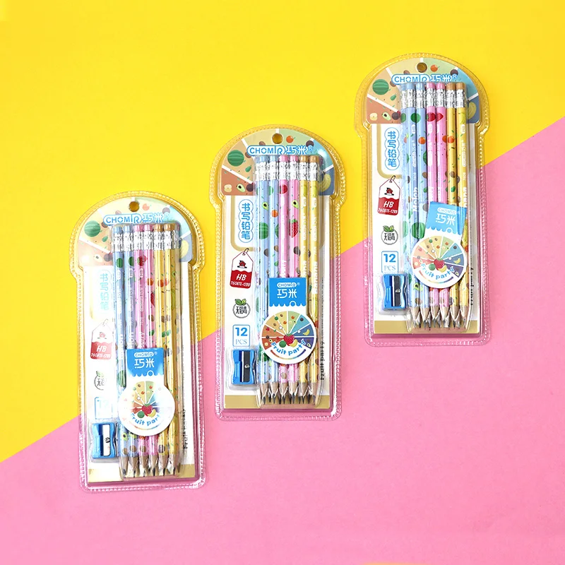 OEM 2.2mm high strength HB pencil lead triangular basswood pencil with eraser tip