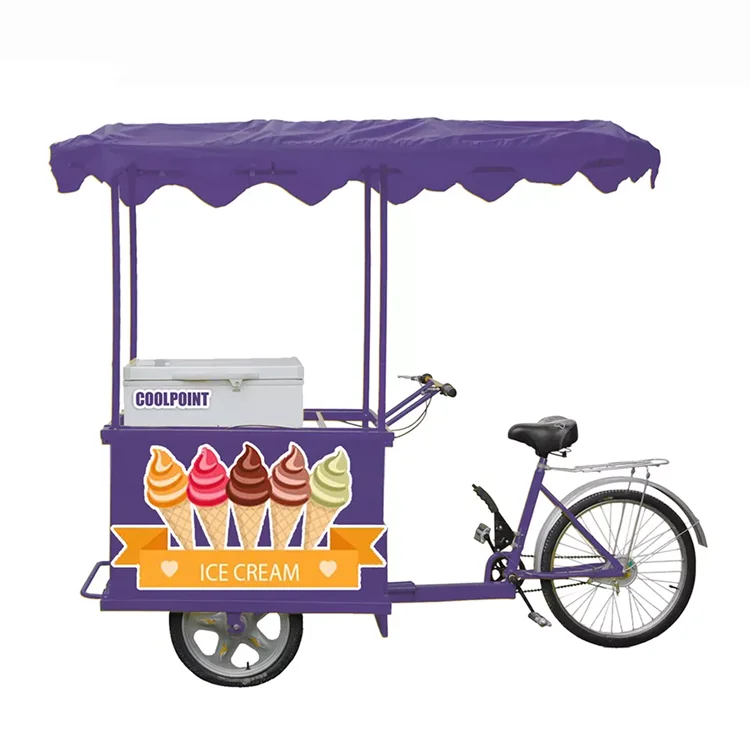 Pedal Assist Mobile Freezer Tricycle Ice Cream Cart Food Truck Fridge For Refrigerated Motorcycle