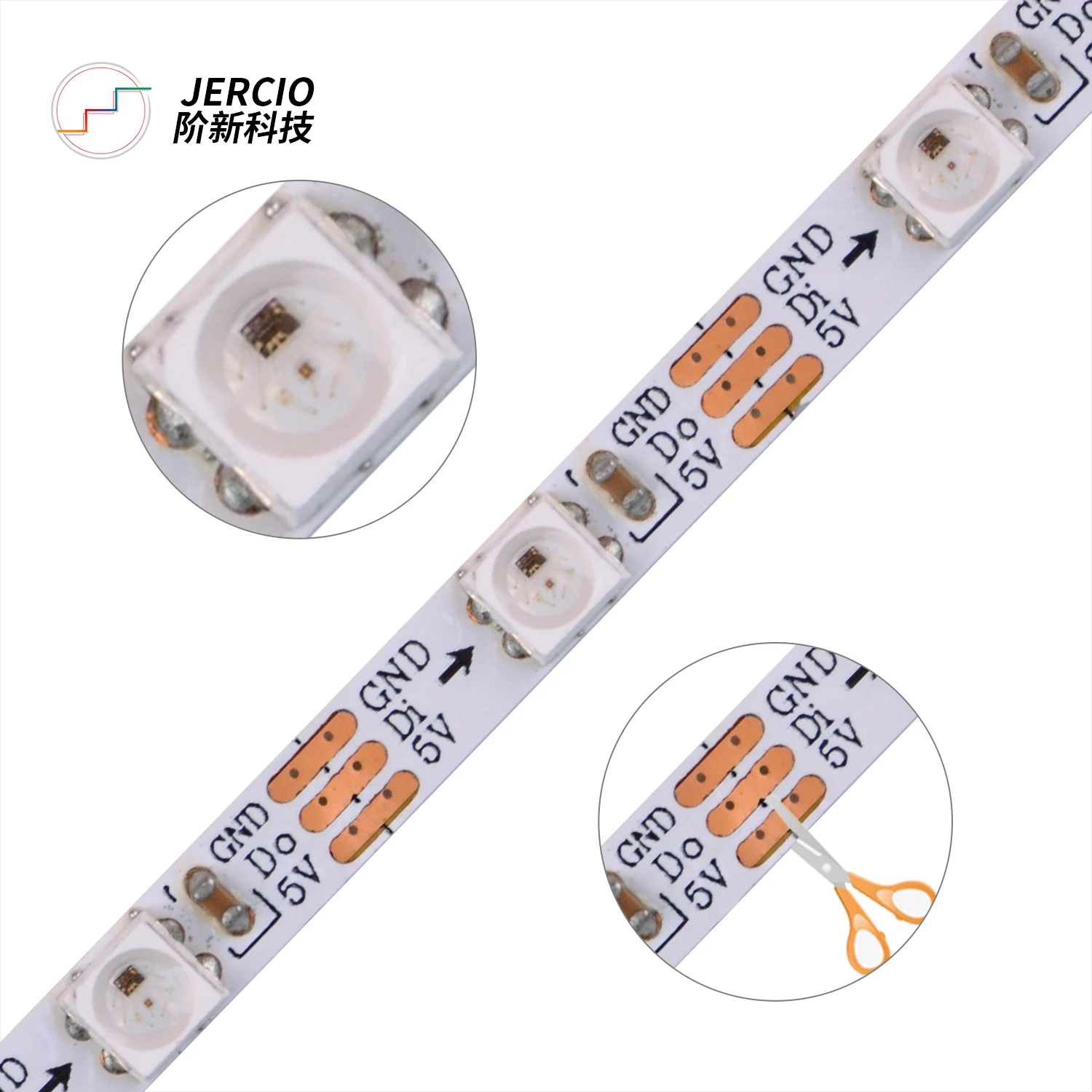 JERCIO SK6812mini / WS2812mini / XT1505 SMD 3535 high brightness RGB IDC5V ndividually Addressable LED Strip