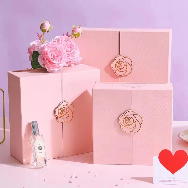 Luxury Design Double Opening Gift Box Perfume Cosmetic Set Packaging with Magnetic Closure Custom Logo Mystery Packaging Box