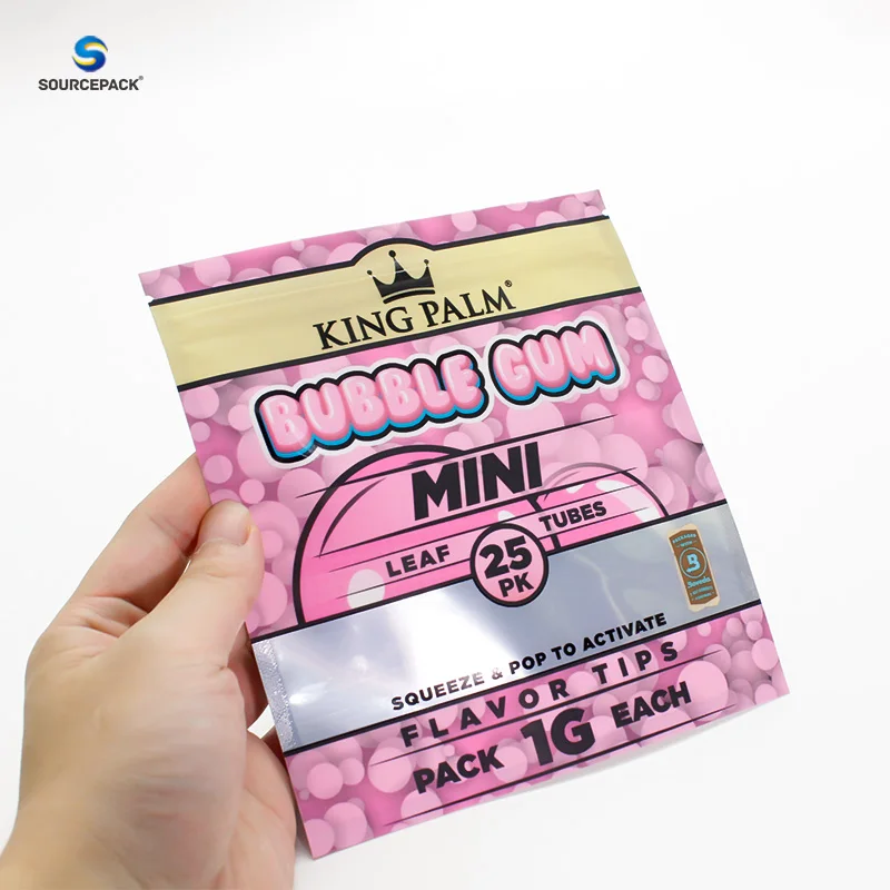 Three Side Sealed Resealable Zipper Flat Pouch Custom Smell Proof Snack Food Packaging Mylar Bag for Candy Gummy