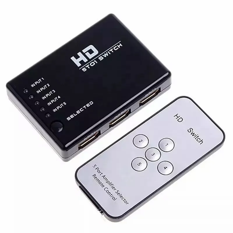 HD Five-in-one-out Switcher 1080P High-definition HDTV Adapter Video Switcher With Remote Control HD Switcher