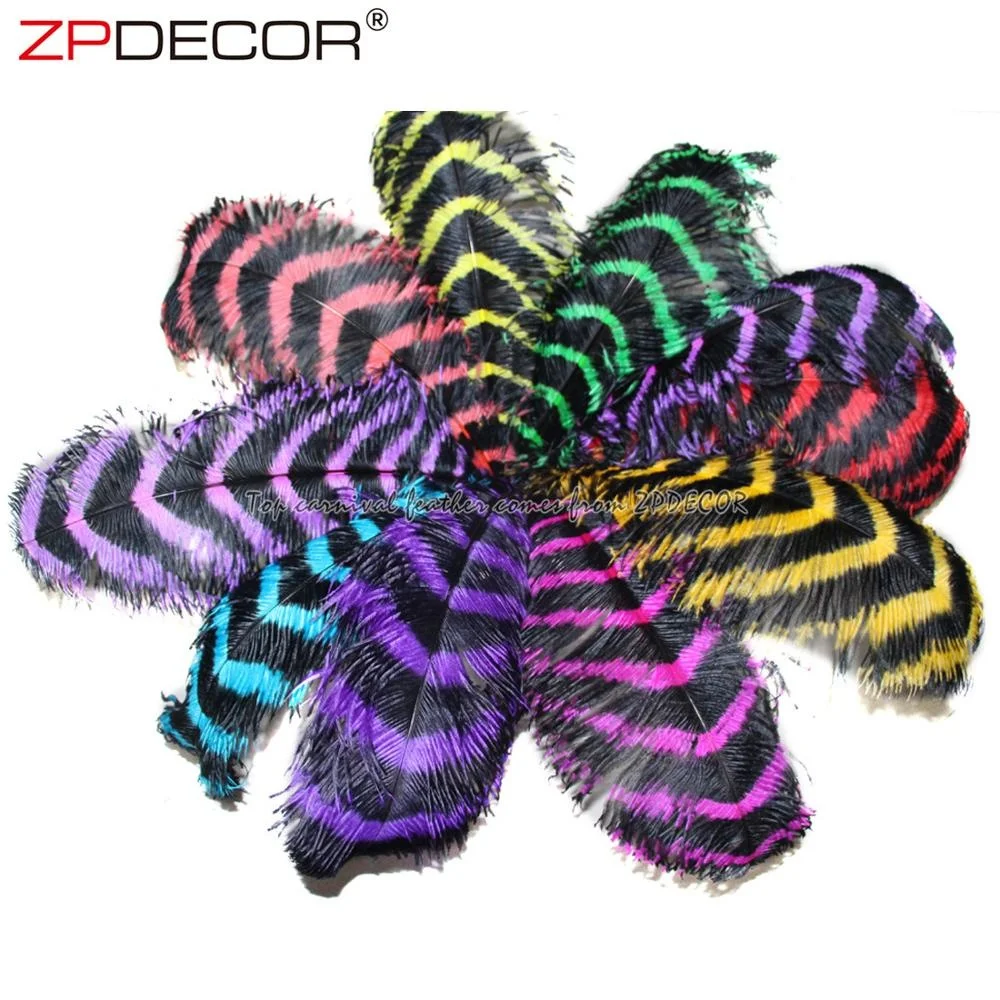 Gold Supplier ZPDECOR Wholesale 70-75 cm White Ostrich Feathers with Black Tip for Carnival Costume Headpiece