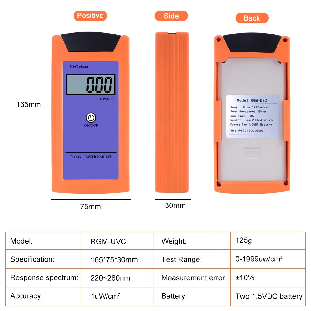 Available Light Meter 220~280nm UVC Uv Tester Light Lamp Intensity UVC Ray Energy Meter Tester