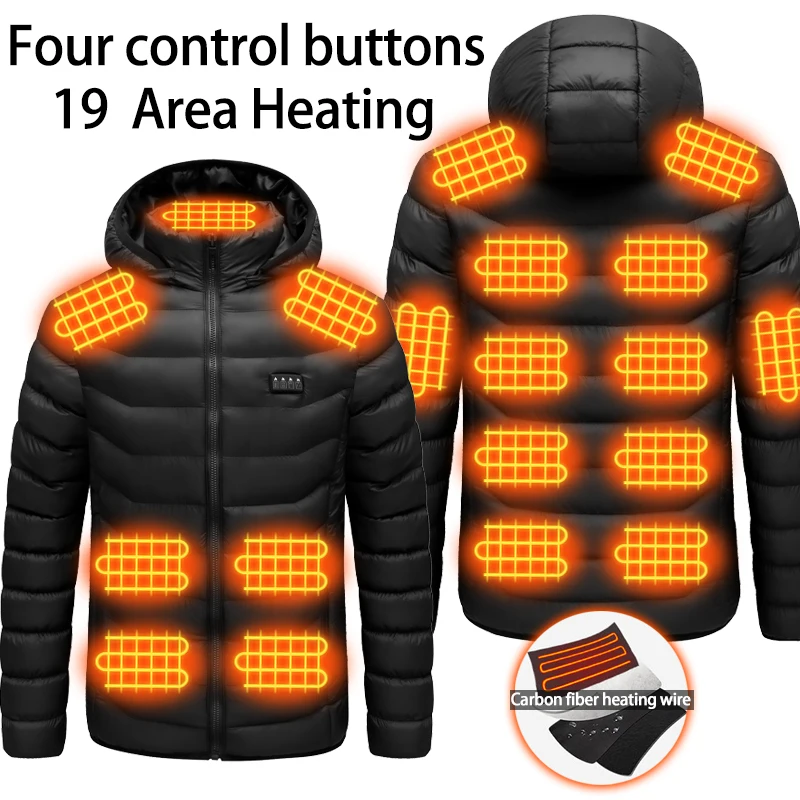 Custom Four Control Buttons 19 Area Heating Heated Coatthree-Speed Control Rechargeable Whole-Body Heating Padded Jacket