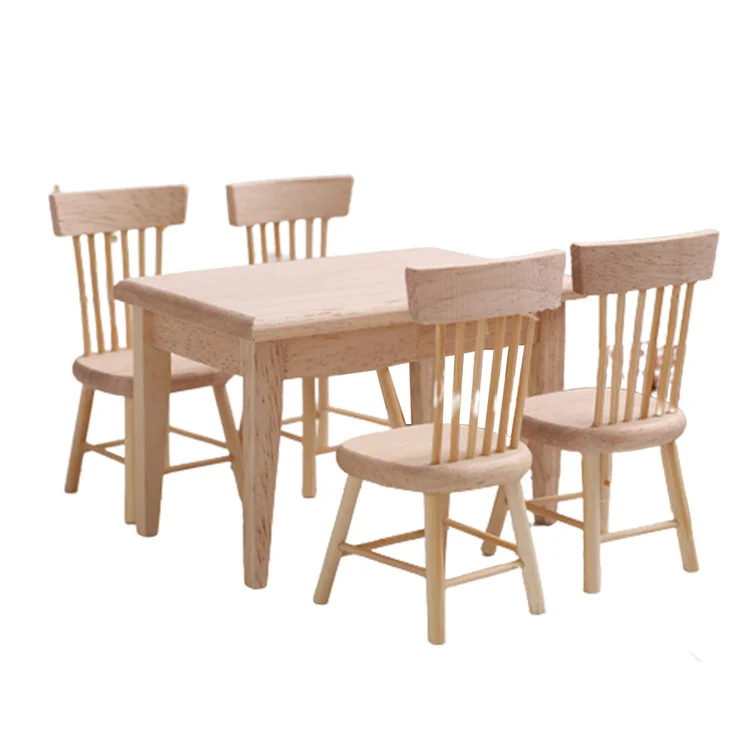 High Quality Solid Wood Miniature Furniture Wooden Chair for Kids Dollhouse