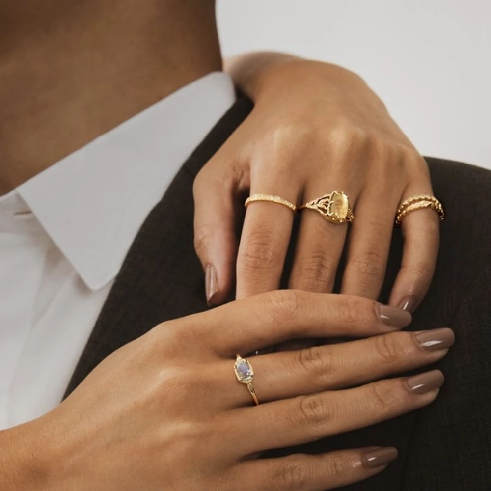 Custom 925 Sterling Silver Natural Gem Stone Jewelry Sapphire Meteorite Baguette Signet Quartz Citrine Overlay Tanzanite Rings