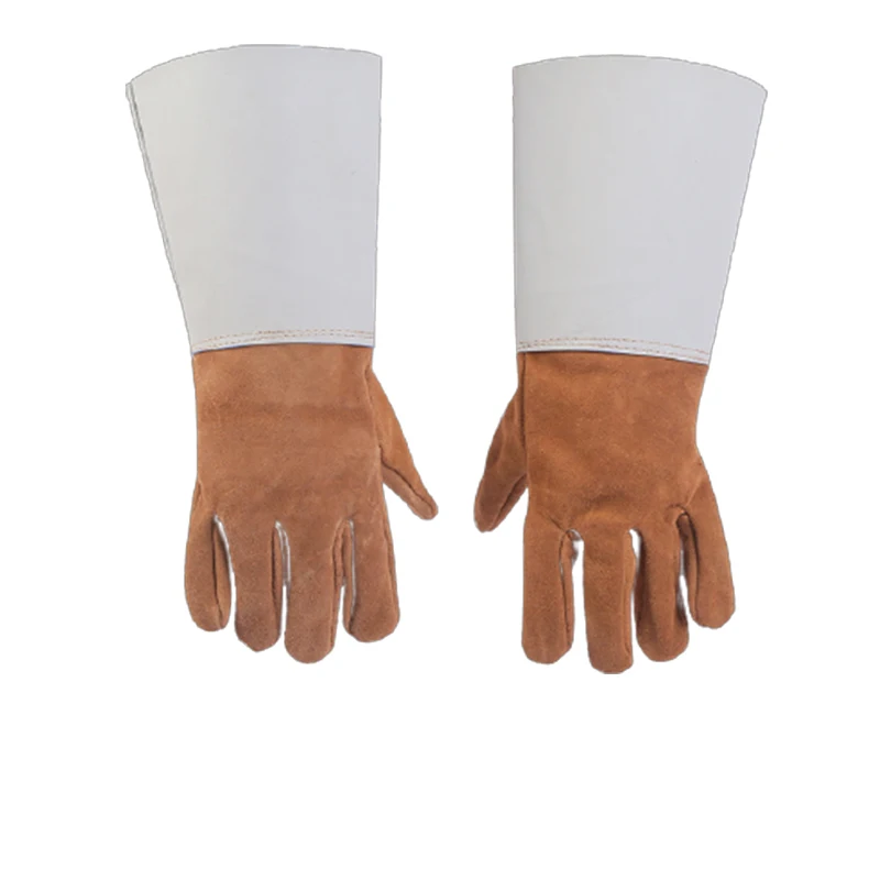 Working Gloves Logo 35cm welding gloves high density cow leather welding spark insulation tear proof welding gloves wholesale