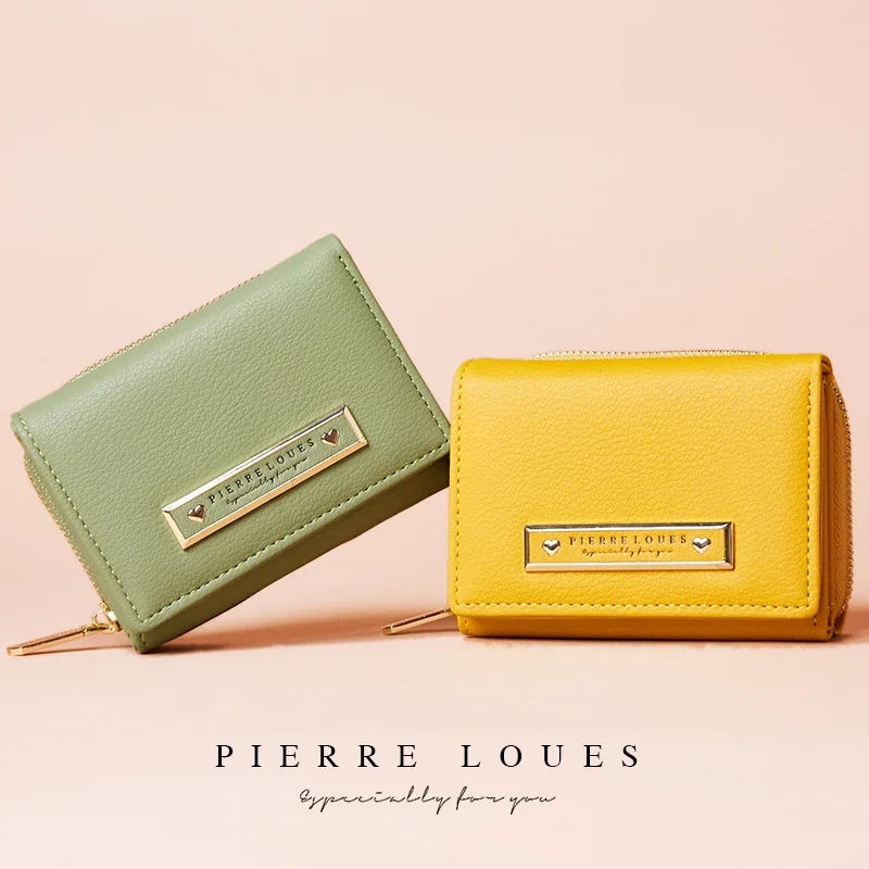 Pierre Loues Female  Fashion Short Coin-Pocket Zipper PU Leather Clutch Wallet