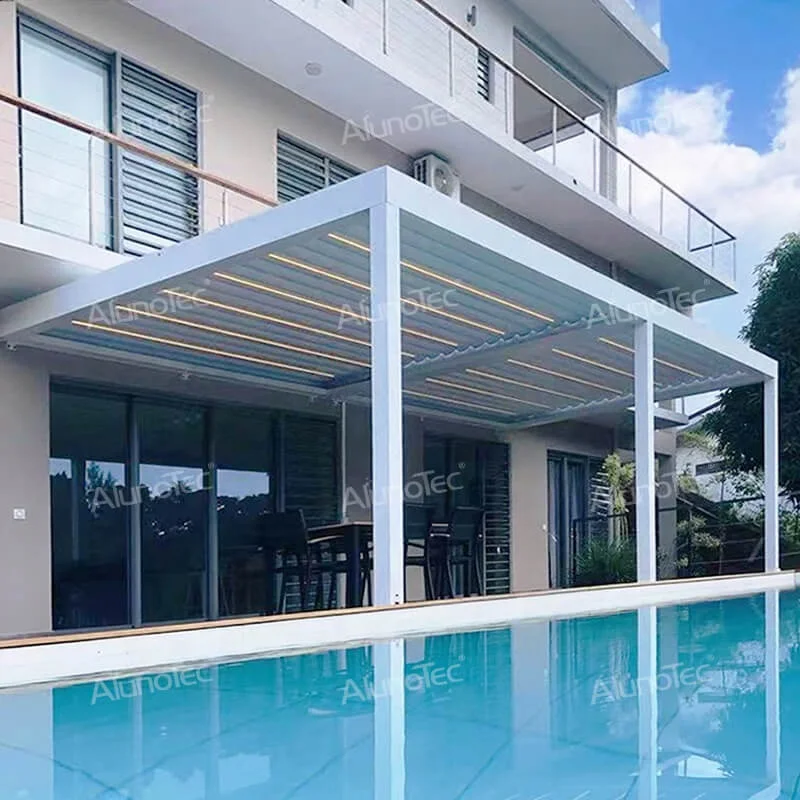 External Sunshade Louvers Outdoor Louvered Roof Patio Cover Gazebo Aluminum Pergola Louver