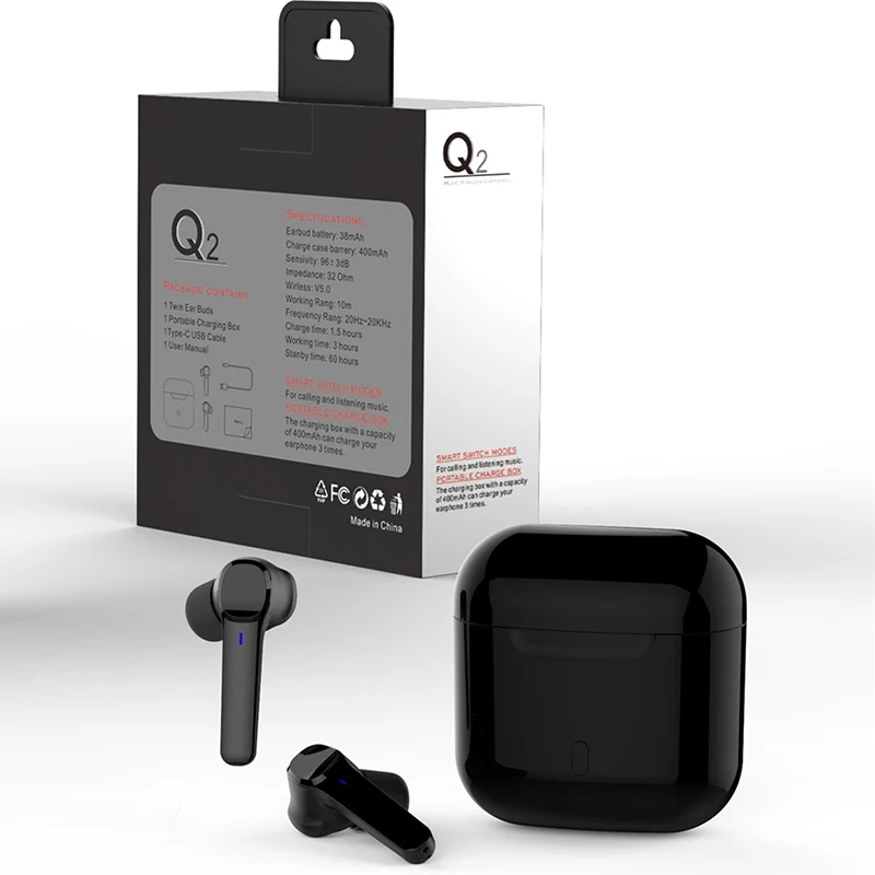 High Quality Wholesale Custom Cheap Q2 Touch Control Tws Earphone Headphone Earbuds Headphones Earphone