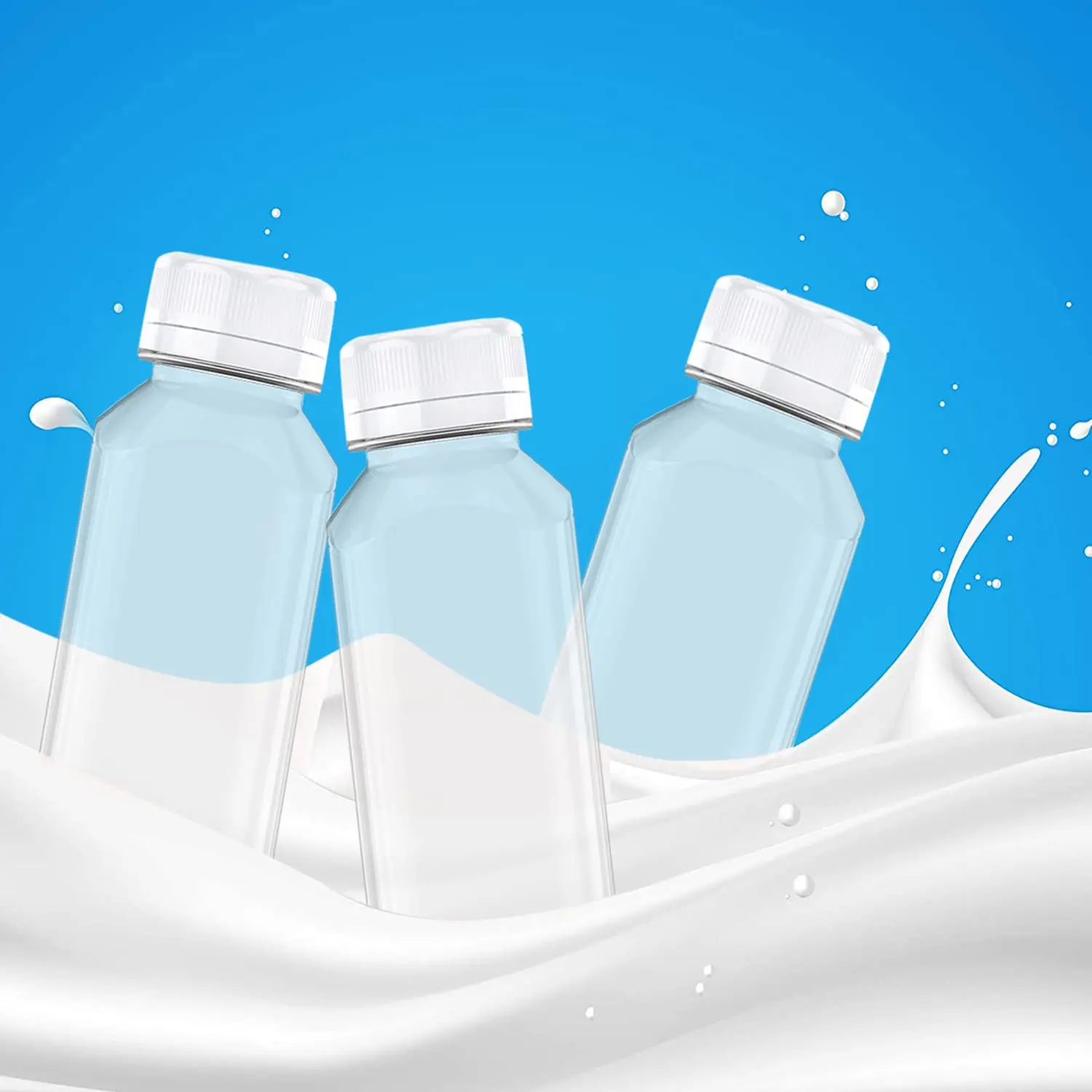 2oz 6oz 8oz 10 oz 12oz 16 oz 500ml Clear French Square Beverage Plastic Bottle With Cap