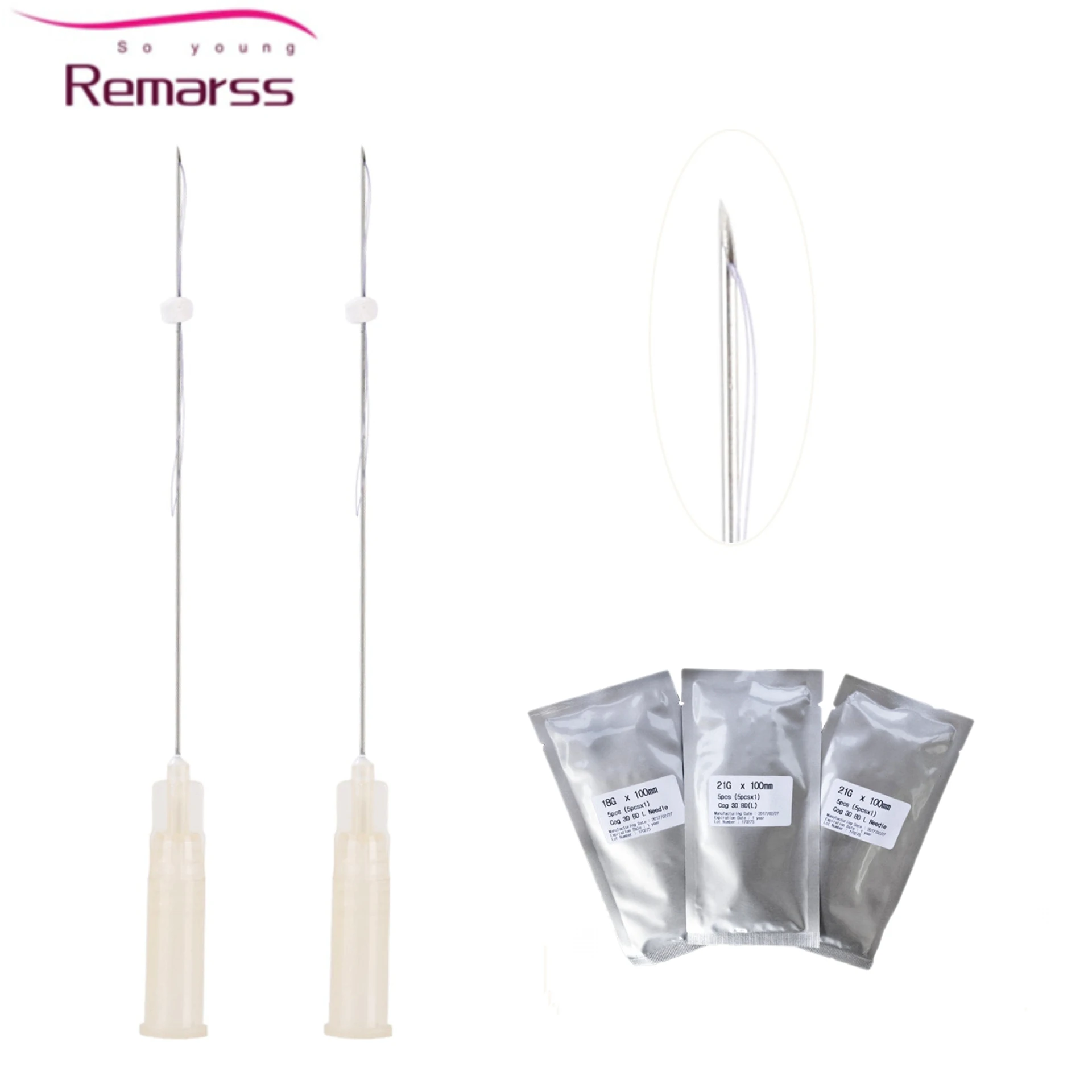 Hot sell cog threads PDO PCL PLLA face lift threads 21g60mm fox eye 19g 21g