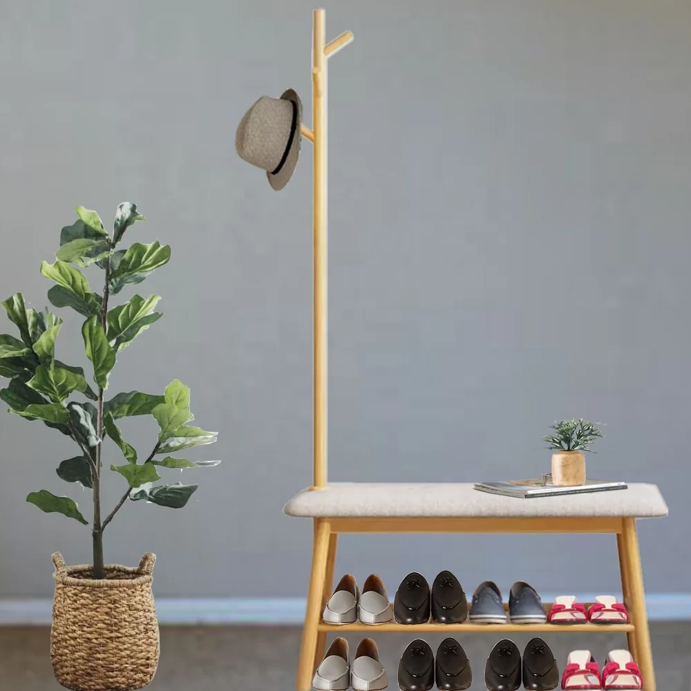 Factory supply factory manufacturer wood bamboo coat rack shoe bench cabinet design shoe rack