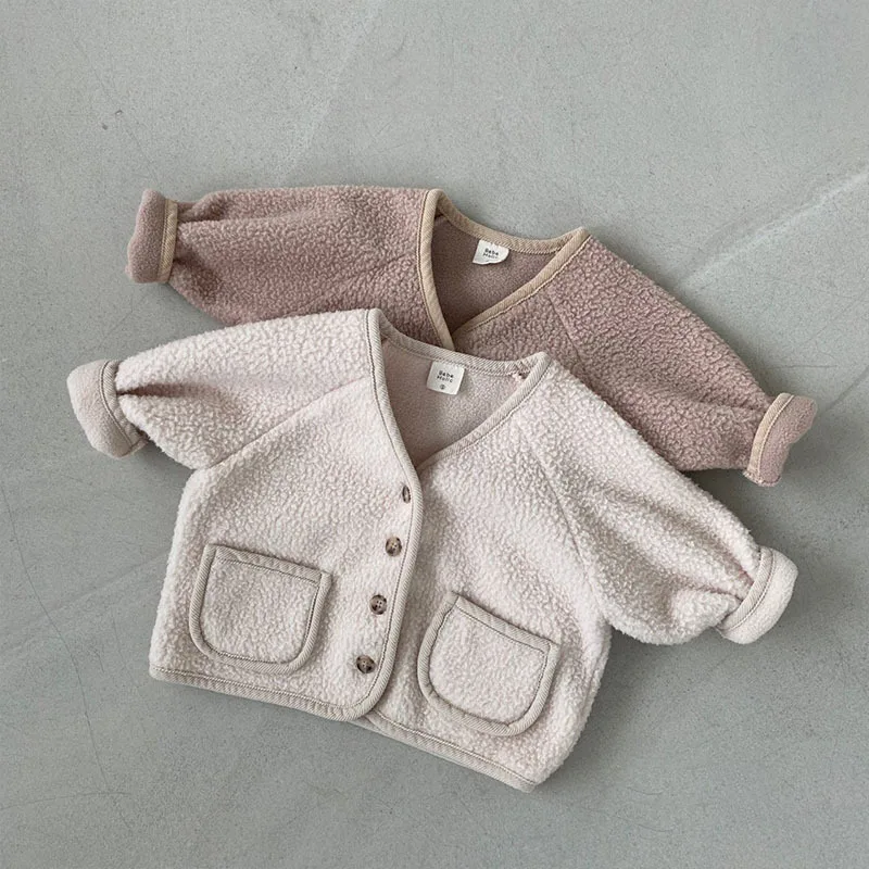 Ins Baby Korean Coat Newborn Boys Girls Long Sleeve Fleece Outwear Winter Infant Jacket