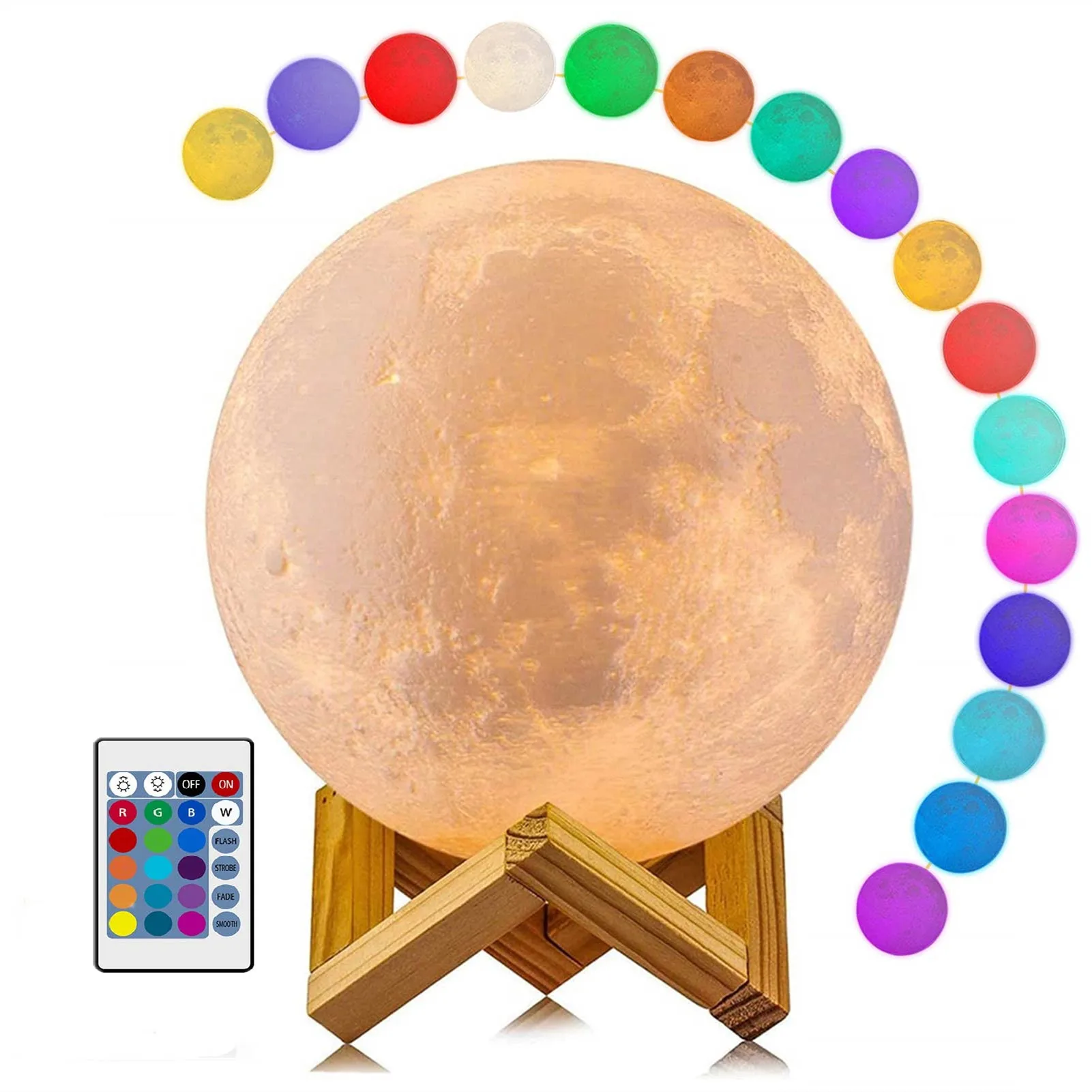 Exquisite Gifts 3D Printing Moon Light LED 16 Colors Remote Control Night Light Photography Custom Moon Lamp