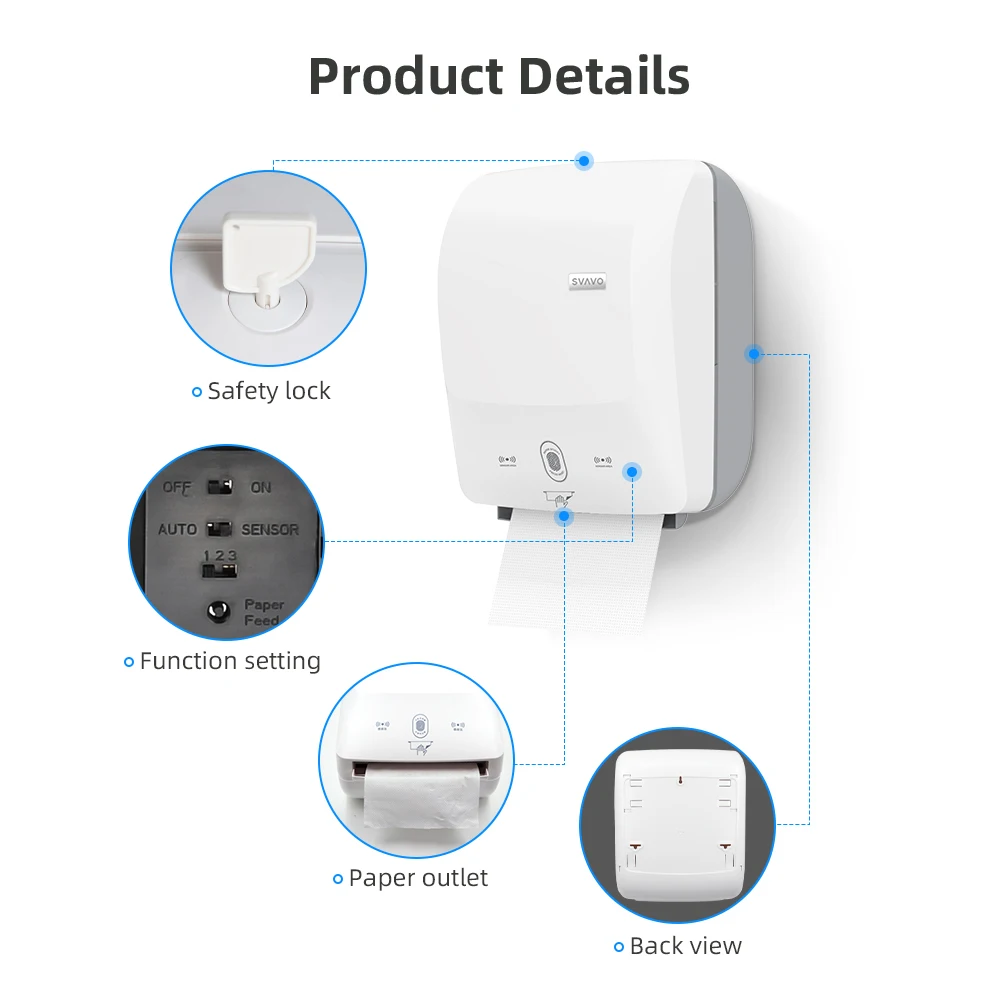 SVAVO Wall Mounted Automatic paper towel dispenser Batteries or Electrical Automatic Tissue Holder Box