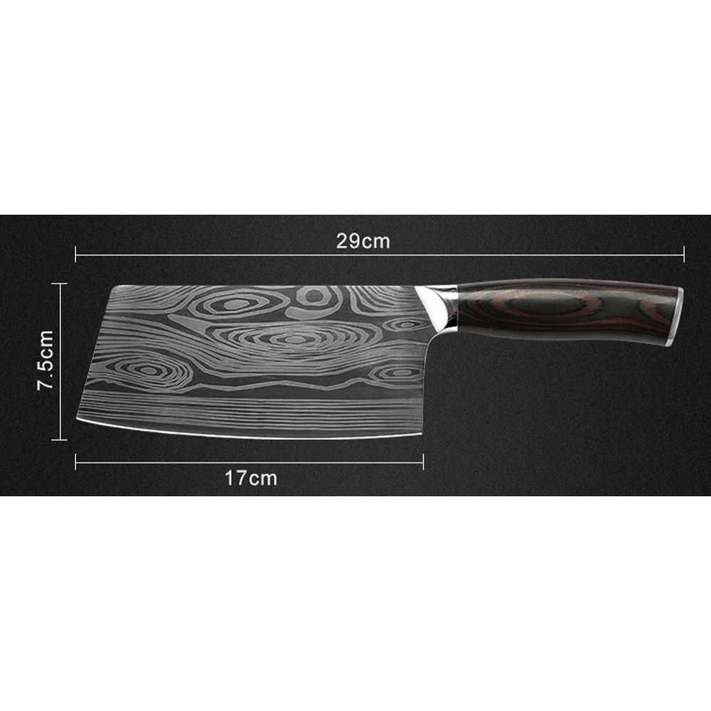 lo mas vendido Forever Sharp german steel damascus knives 7 Inch chinese butcher chef knife kit Cleaver wood handle for meat