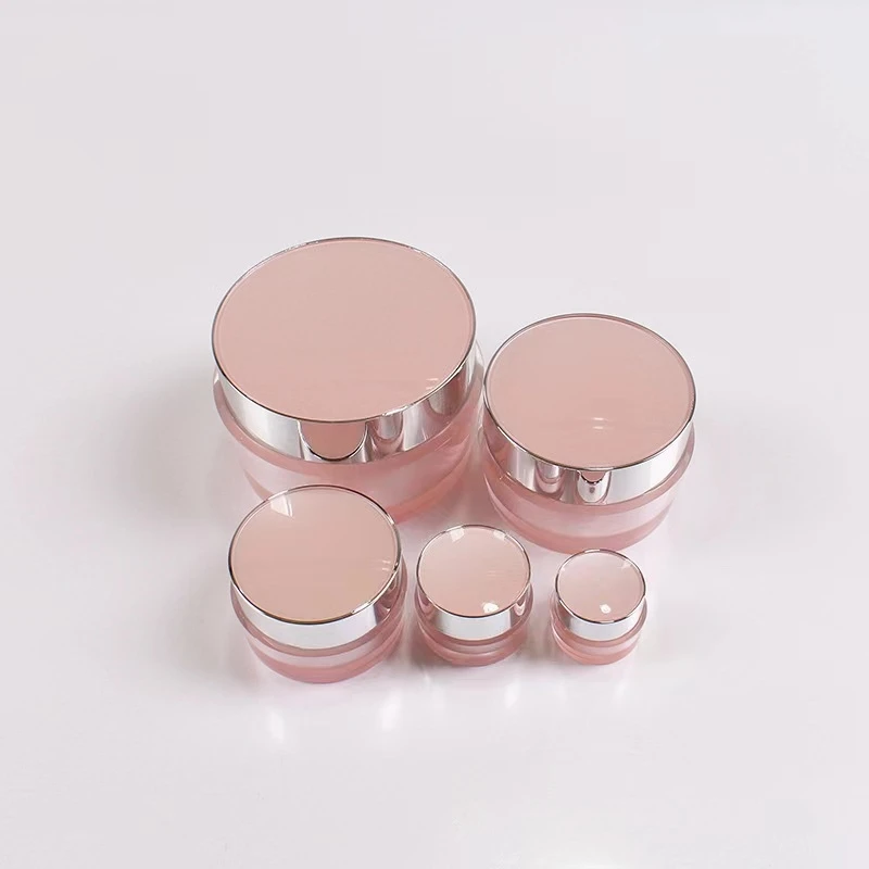 15g  20g 30g 50g  pink cylinder round shape acrylic cream jar / cosmetic jar / eye cream container for skin care