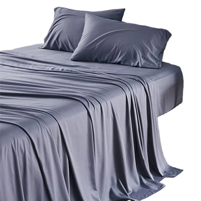 Sustainable breathable natural Eucalyptus Lyocell flat bed sheet European standard high quality vegan silk bed sheet