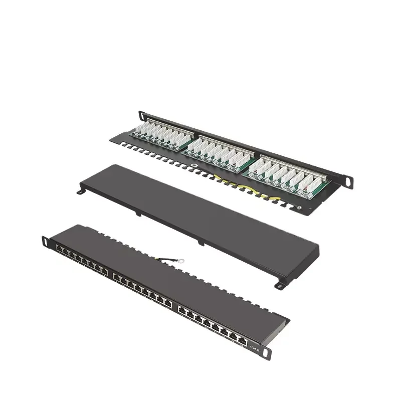FTP Cat.5e/ Cat.6 0.5U 19' 24 Port Patch Panel Rack-Mount Wall-Mount Network Cable Management Cabinet