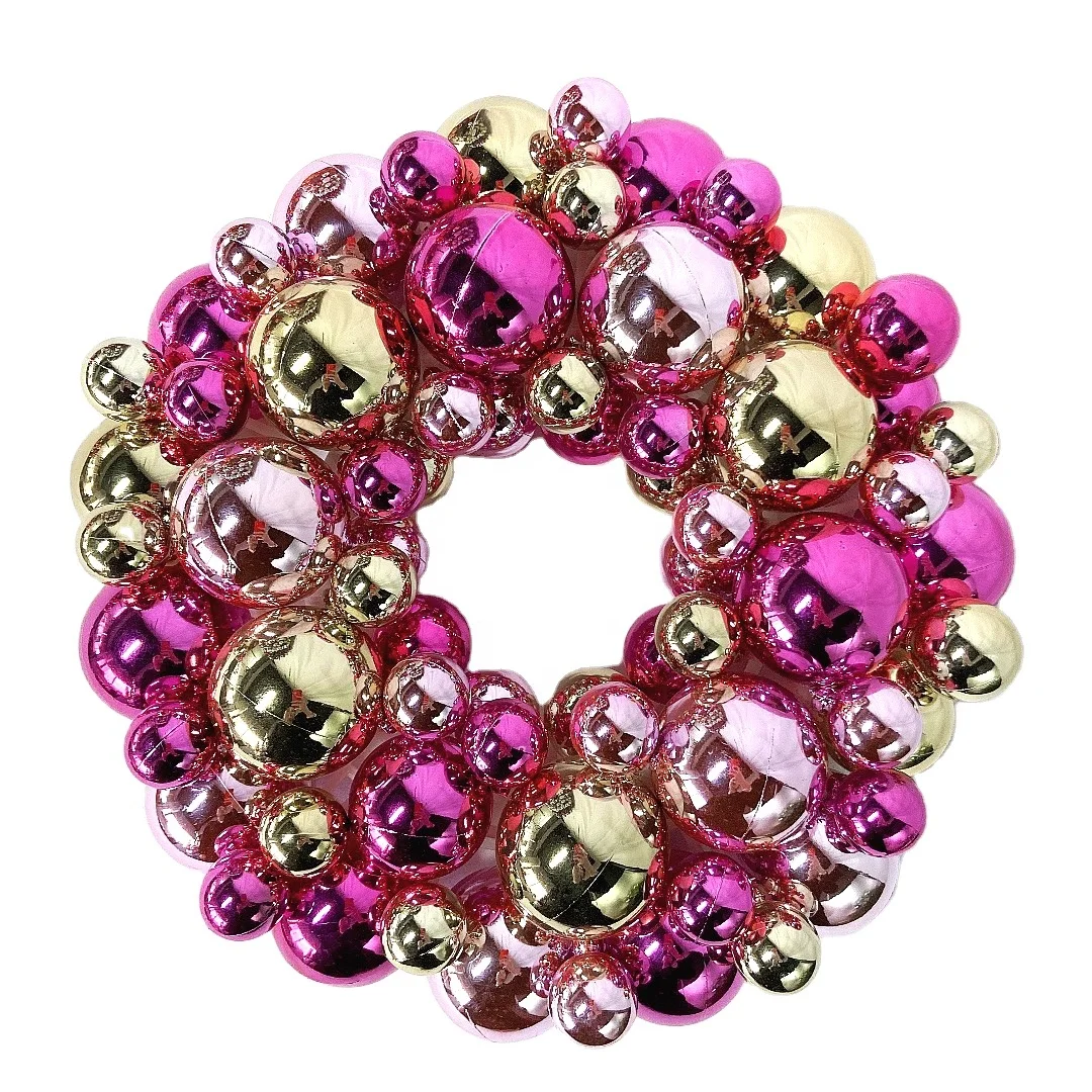 Senmasine 13 inch shatterproof plastic balls christmas decoration 33cm bauble wreath with plastic base front door hanging