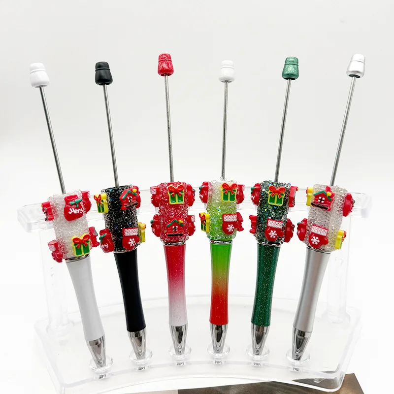 Christmas DIY Bead Pen Cartoon Christmas Gift Box Sugar Ballpoint Pen Cute Granule Pens