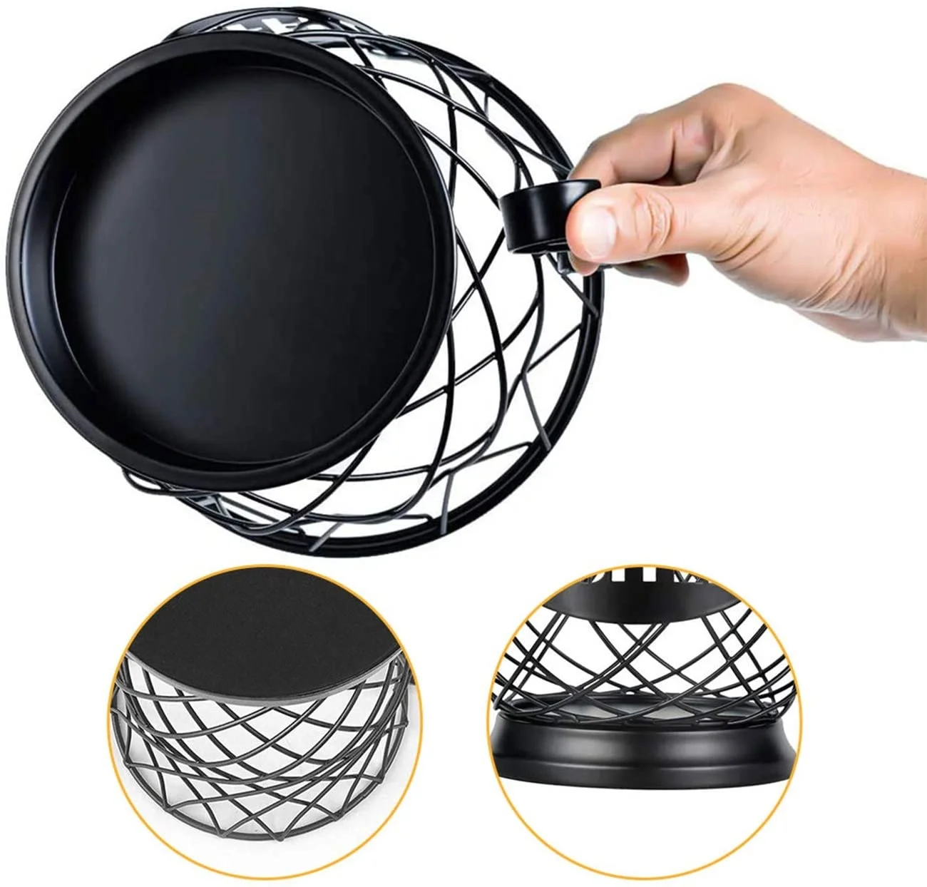 Coffee Cup Capsule Storage Basket, Vintage Coffee Pod Storage Box, Espresso Bean Holder, Black