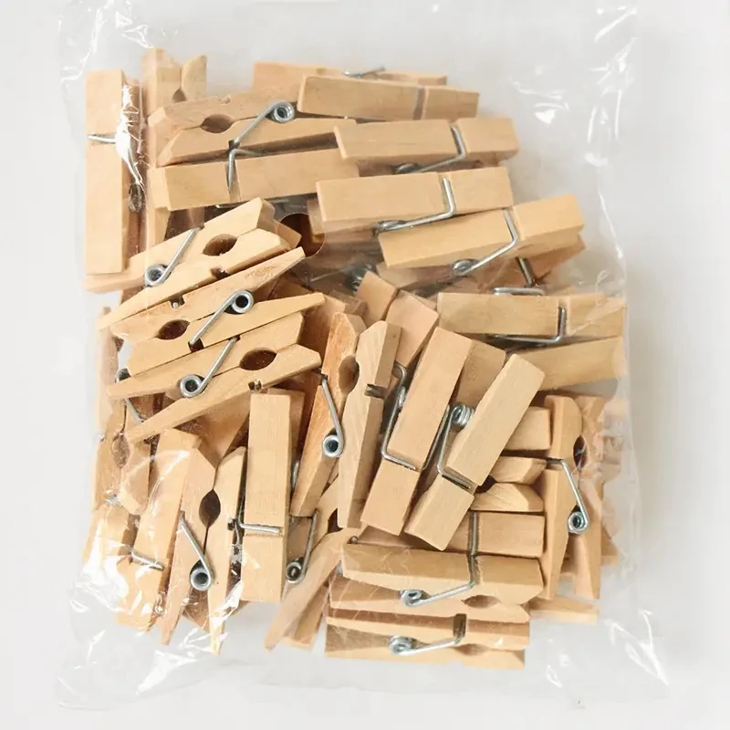 Natural Colorful Wooden Mini Large Clothespin Photo Clips Clothes Pin Wood Clips Clothes Pegs DIY Photo Display for Home Decor