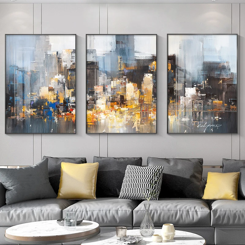 Modern Living Room Decorative Painting Simple Abstract Sofa Background Wall Mural High-grade Triptych Wall Art