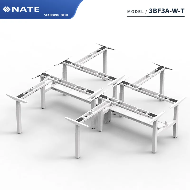 3BF3A-W-T Modern Office Work Station Table Office Furniture 4 Person Staff Workstation Height Adjustable Standing Desk Frame
