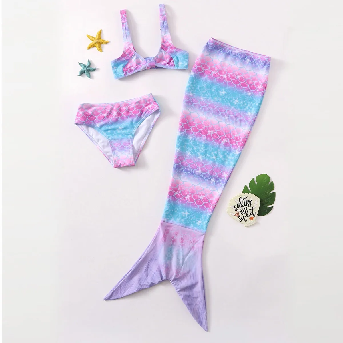 High quality 90-130 size In Stock Toddler Girls Kids Bikini Swimsuit Mermaid Tail Girls Swimwear