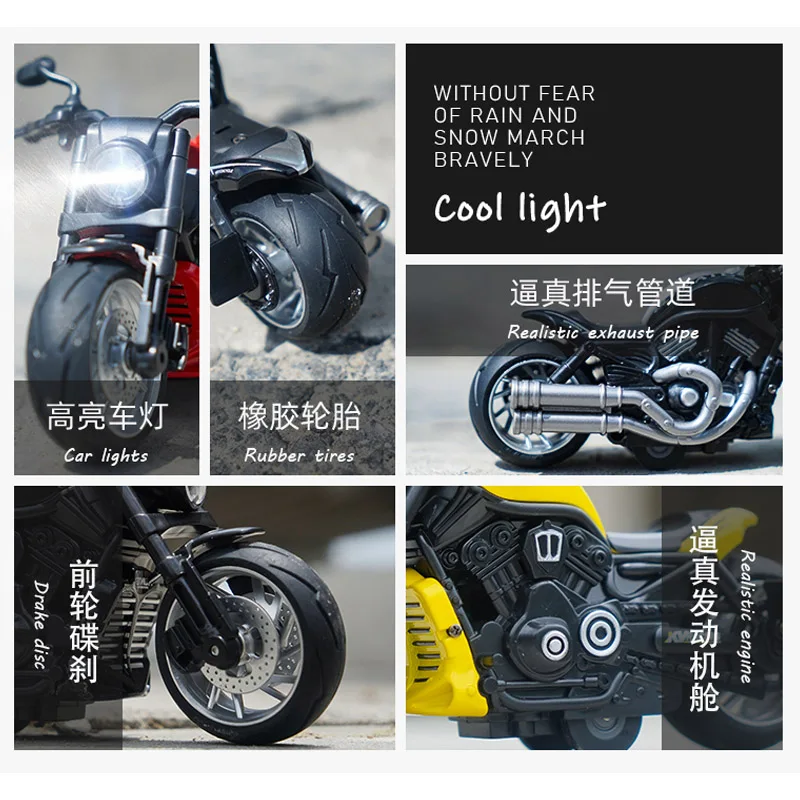 Toy Alloy 1:12 Pull Back Racing Series Light and Sound Racing Motorcycle Simulation Alloy Model Car Toy Vehicles