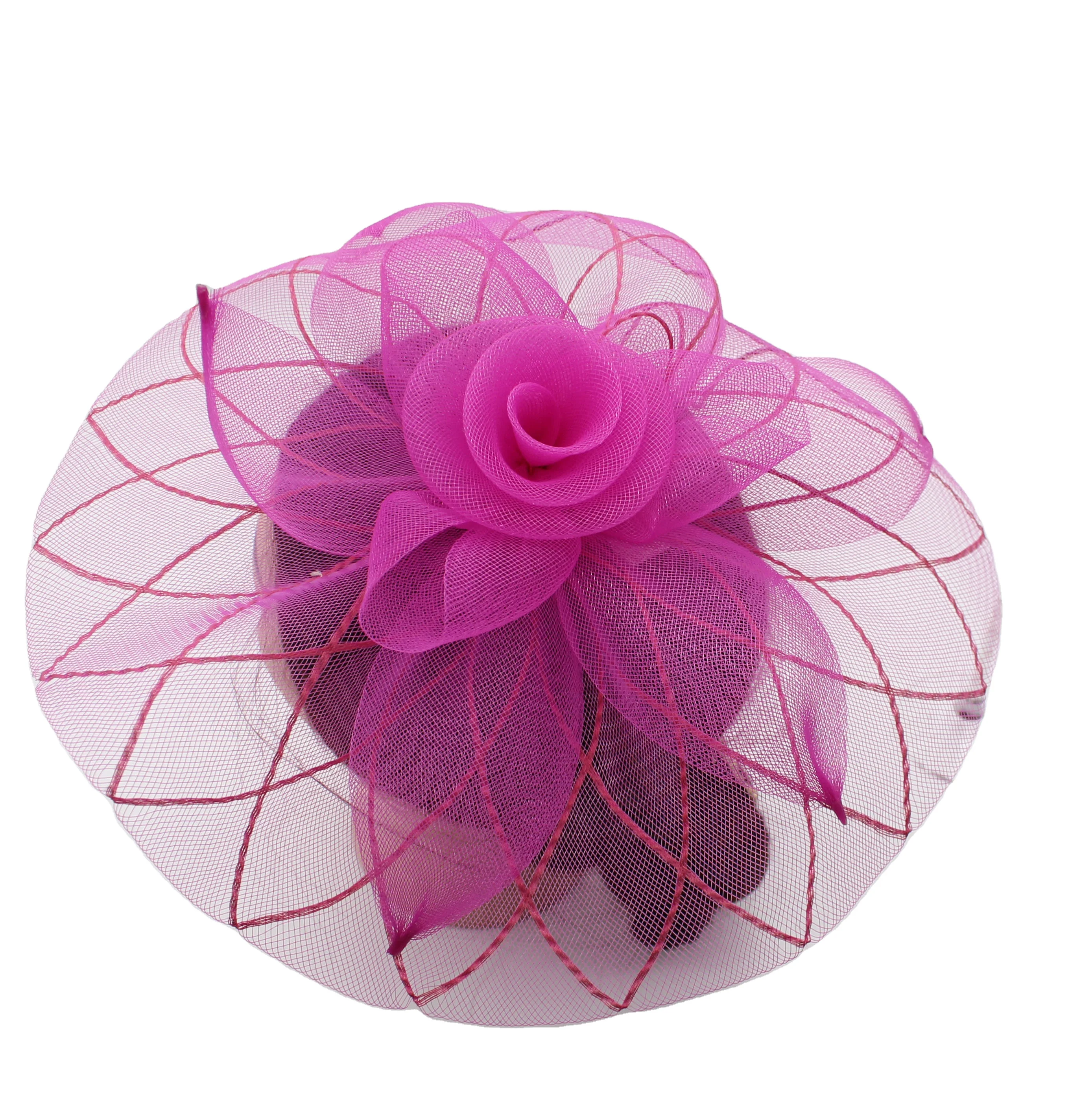 
Fushia Bridal Wedding Church Feather Hats Ornament Cheap Fascinator Hats Clip 